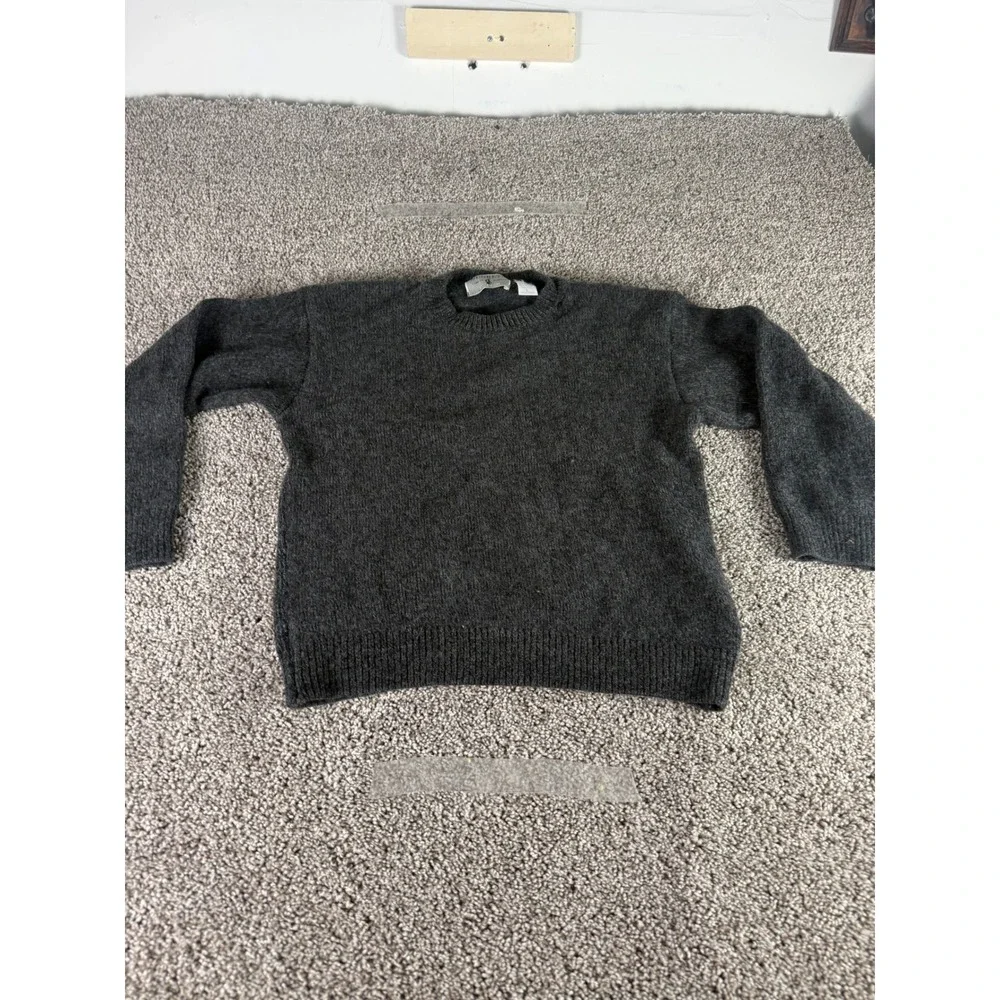 Segreto Mens Charcoal Gray Angora Wool Blend Crewneck Sweater Made in Italy L